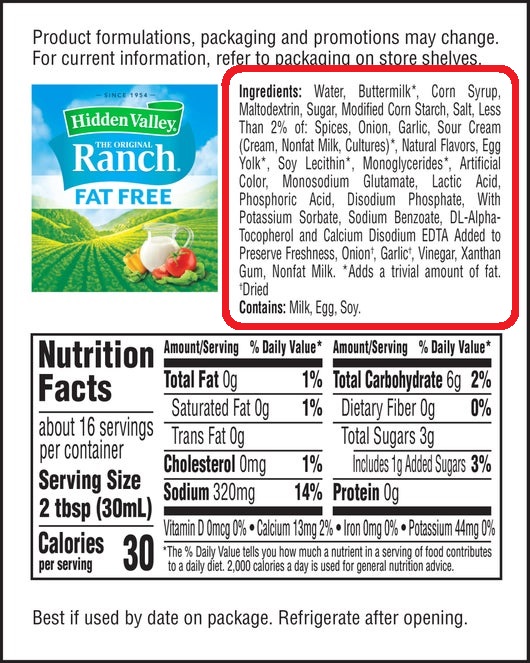 ranch dressing label